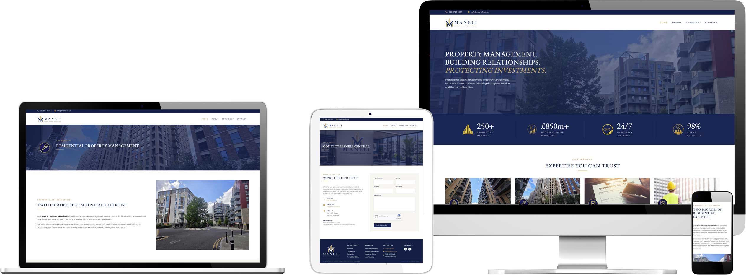 Website design and development showing all devices