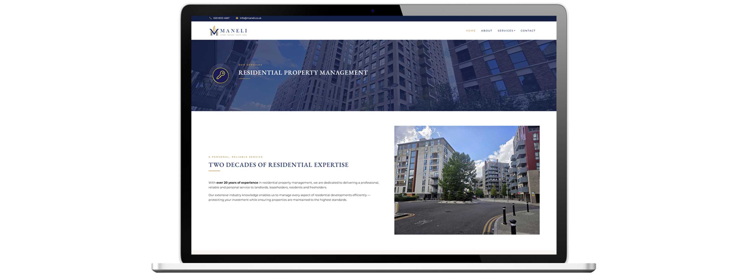 Website design and development showing laptop view