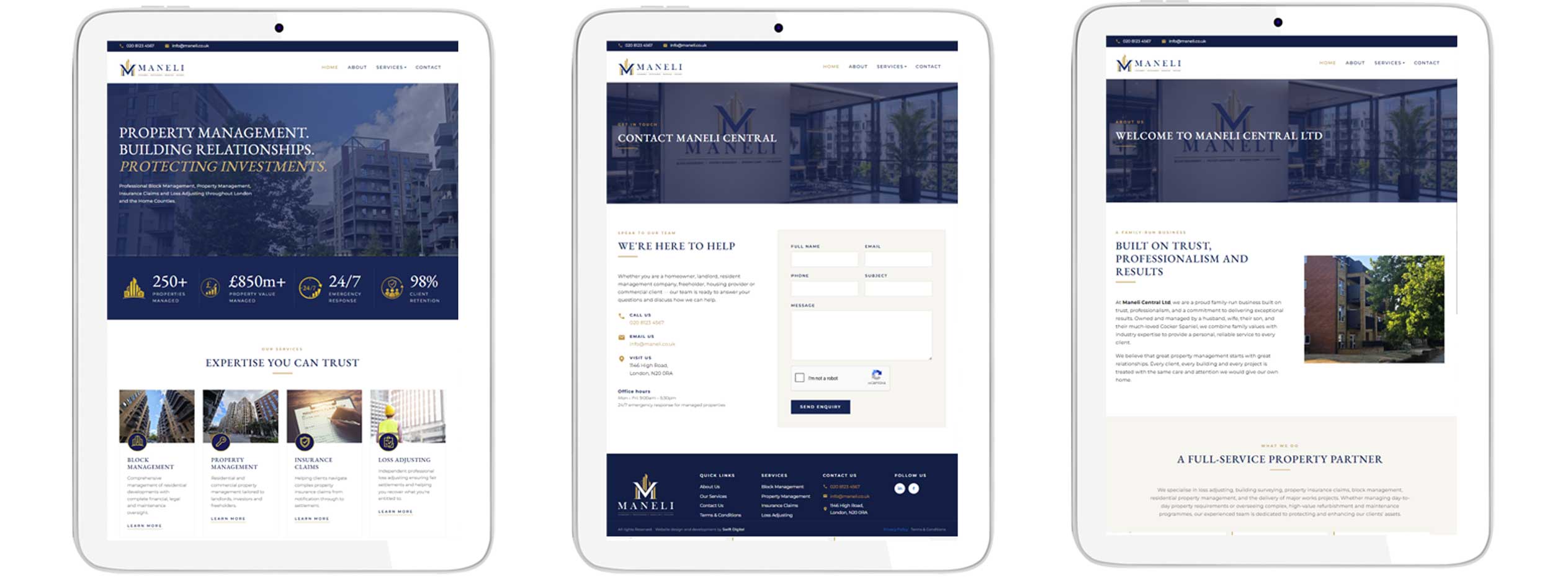 Website design and development showing tablet view