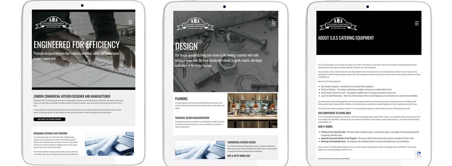 Website design and development showing tablet view