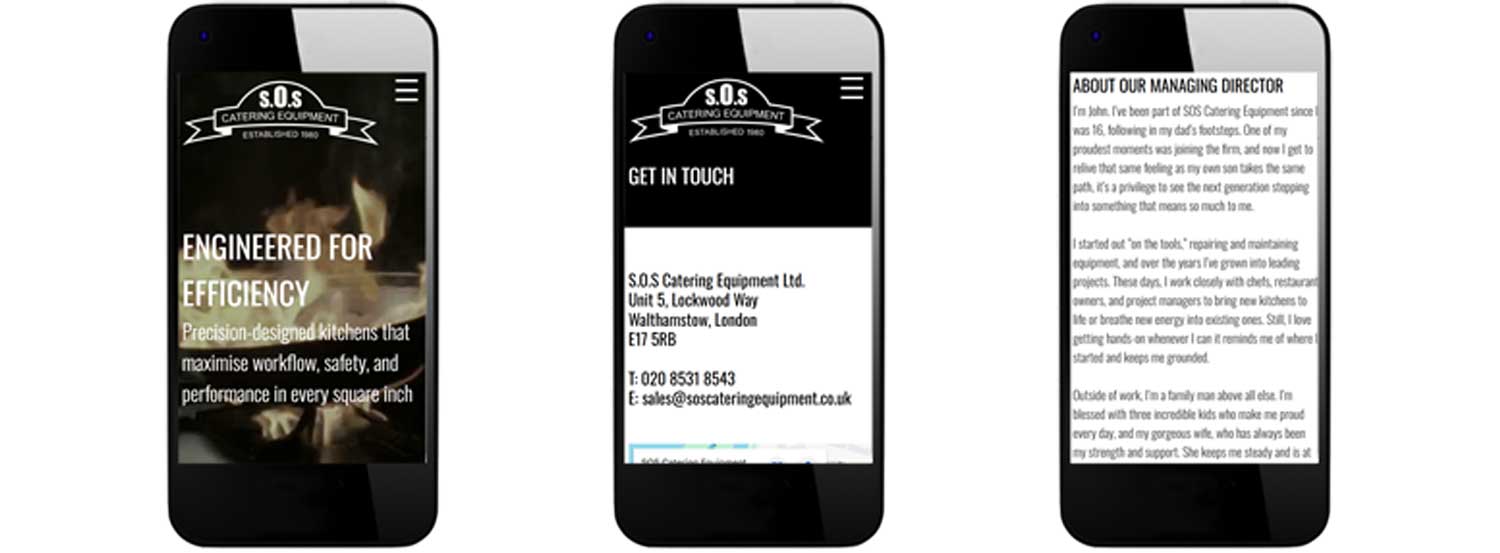 Website design and development showing mobile view