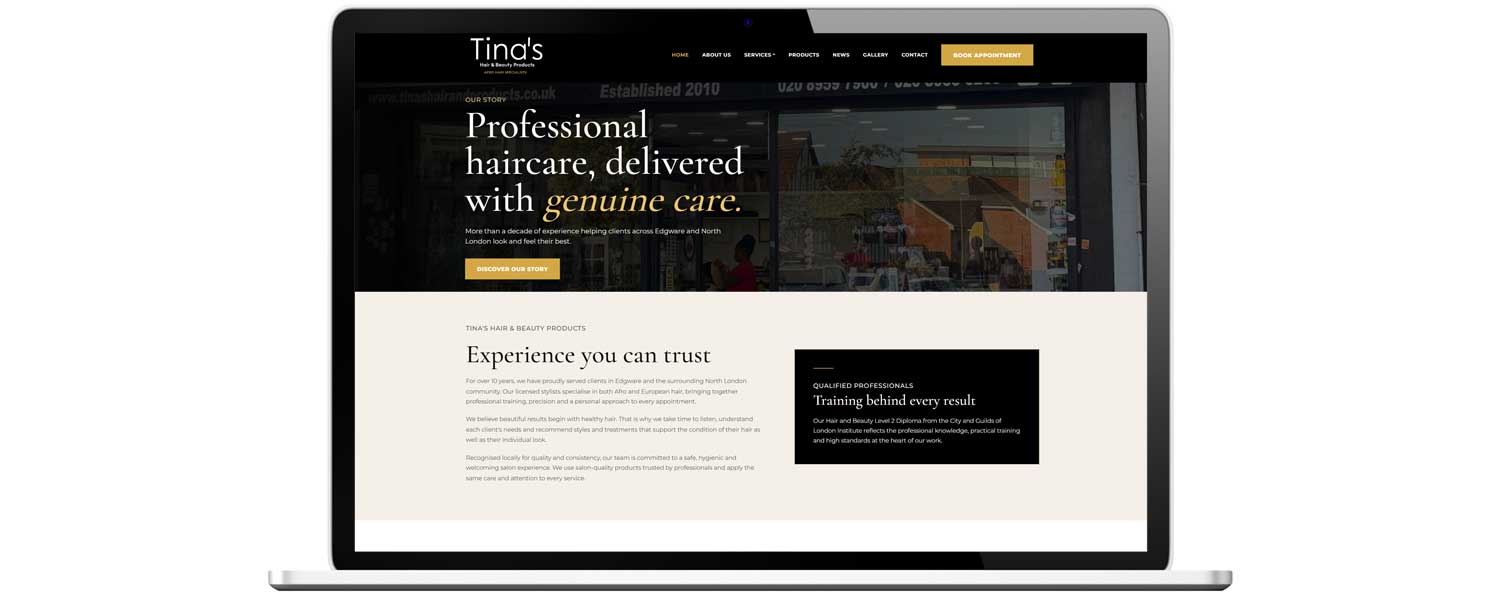 Website design and development showing laptop view