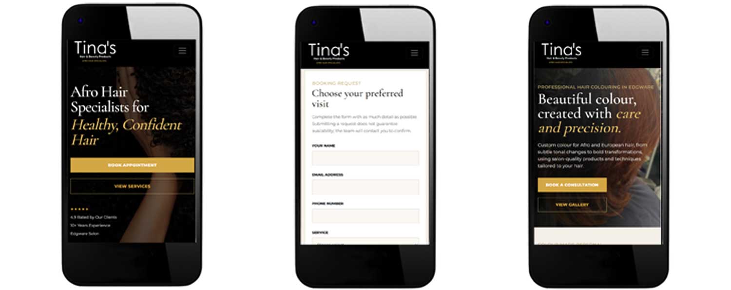 Website design and development showing mobile view